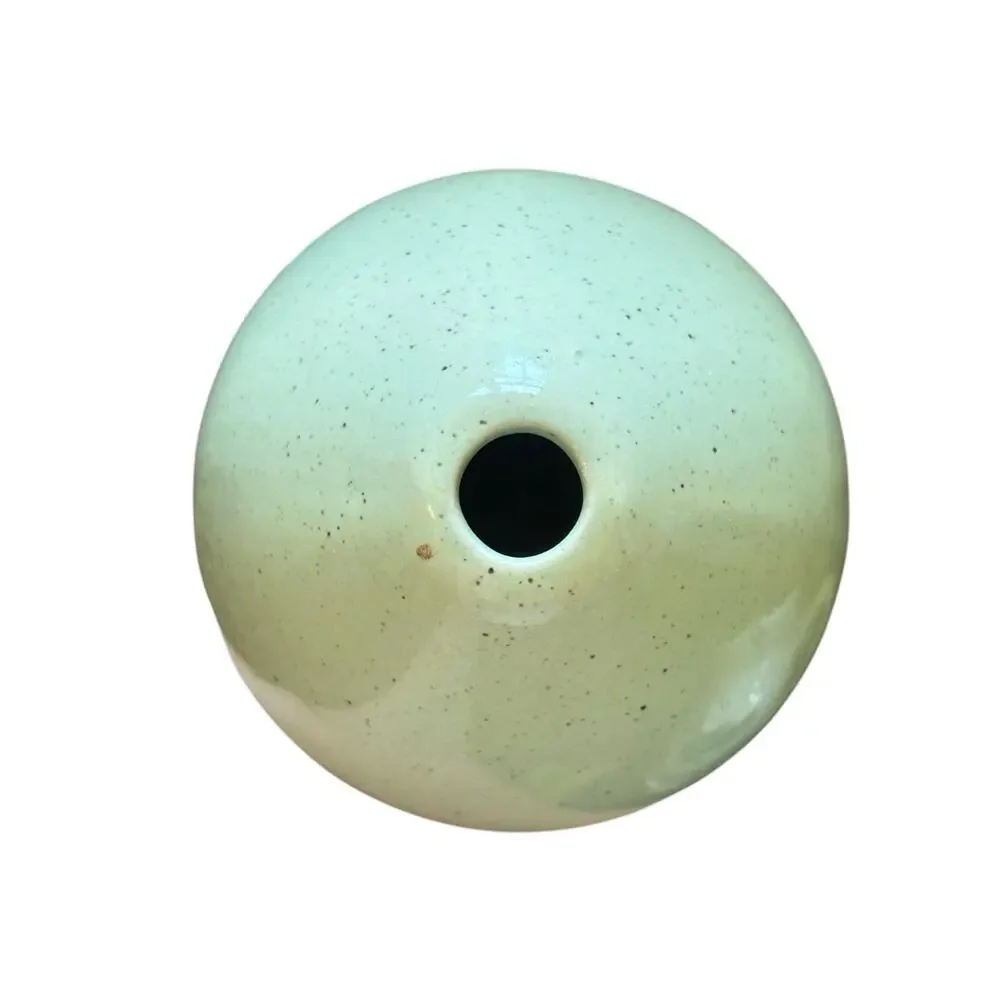 Vintage Mint Green Speckled Ceramic Bud Vase Art Pottery Egg Shape 4.5”